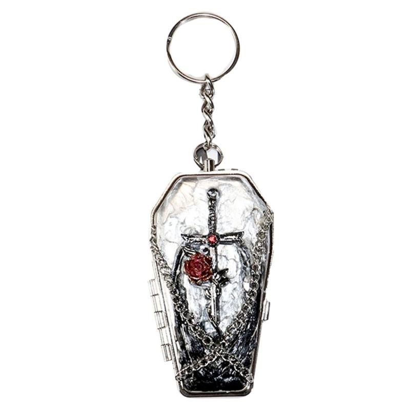 Portable Metal Coffin Shaped Ashtray Keychain Feature Storage Box Stainless Steel Compact Design For Outdoor Travel