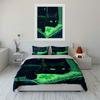Glowing Black Cat with Clover Bedding Duvet Cover Set  (1*Duvet Cover 2*Pillowcases, Without Duvet Insert)