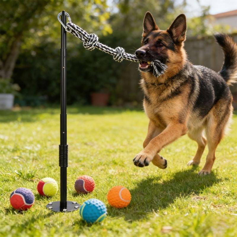 Langlebige Federstangen für Hunde mit elastischen Leinen Outdoor-Spielzeug Bewegung Spaß im Hof Gärten Sicher für große Hunde