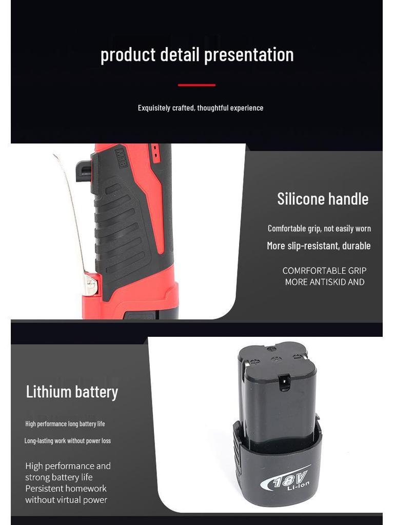 18V Lithium Battery Multifunctional 90-Degree Angle Electric Ratchet Wrench