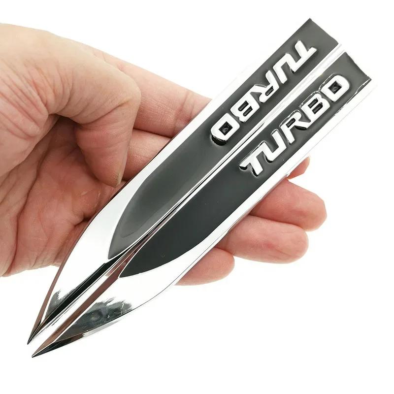 1 Pair Metal TURBO Turbocharged Car Sticker Logo Emblem Badge Decals Car Styling DIY Decoration Accessories for Frod Bmw Ford MD2