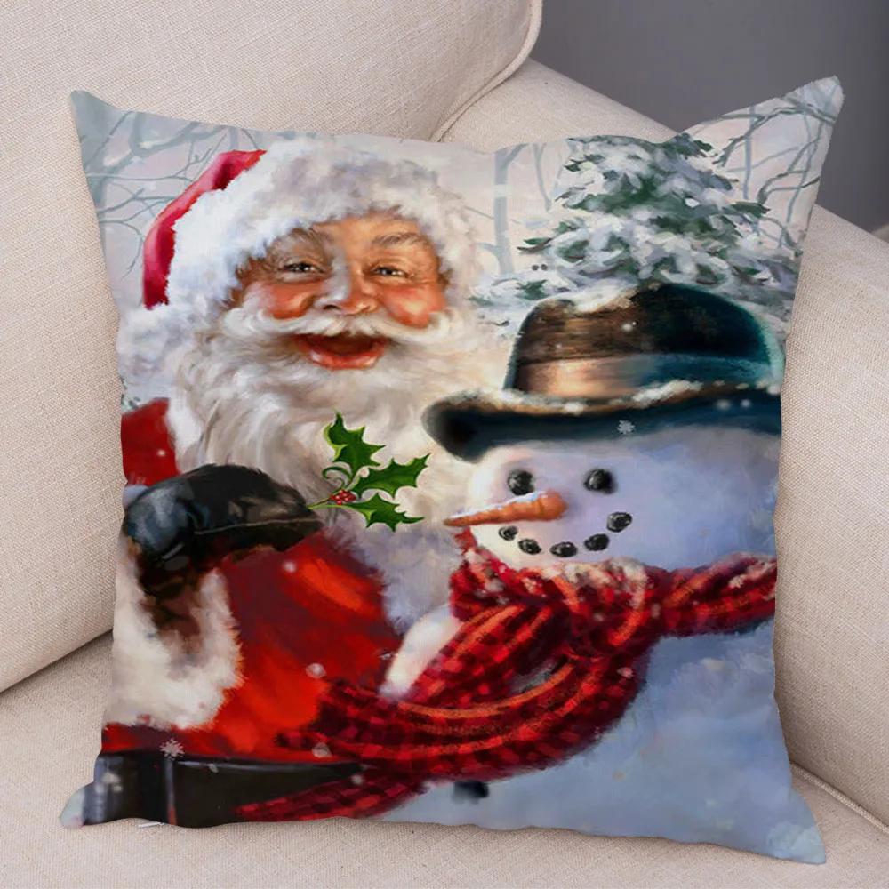 

Счастливого Рождества Чехол на подушку Санта Клаус Декор Милый Мультяшный Наволочка Плюшевая Наволочка для Детской Комнаты Дивана 45x45см 12x12Inch