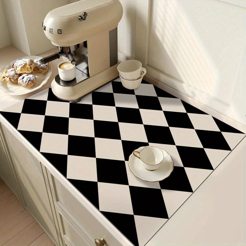 1Pcs Rubber Drying Mat With Checkerboard Pattern Drying Mat For Coffee Shop Restaurant Kitchen Carpet Tableware Durable Diatom