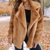Women's Fashionable Solid-color Lapel Mid-length Plush Coat