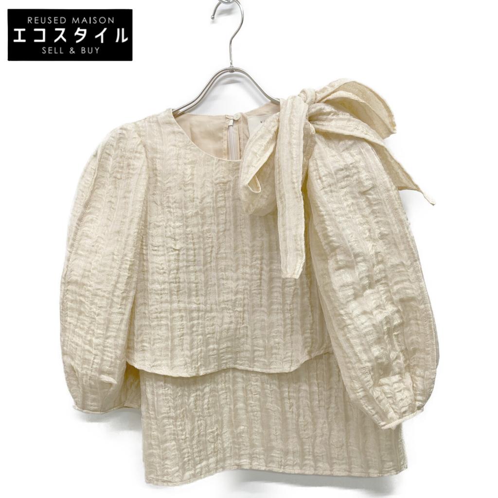 ESTNATION ×Kaon Collaboration 12-140-10-120010 Shoulder Ribbon Blouse Tops F whiteUsed