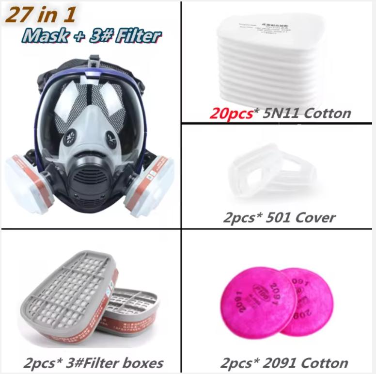Chemical Gas Mask 6800 Dust Respirator Anti-Fog Full Face Mask Filter For Industrial Acid Gas, Welding Spray Paint Insecticide