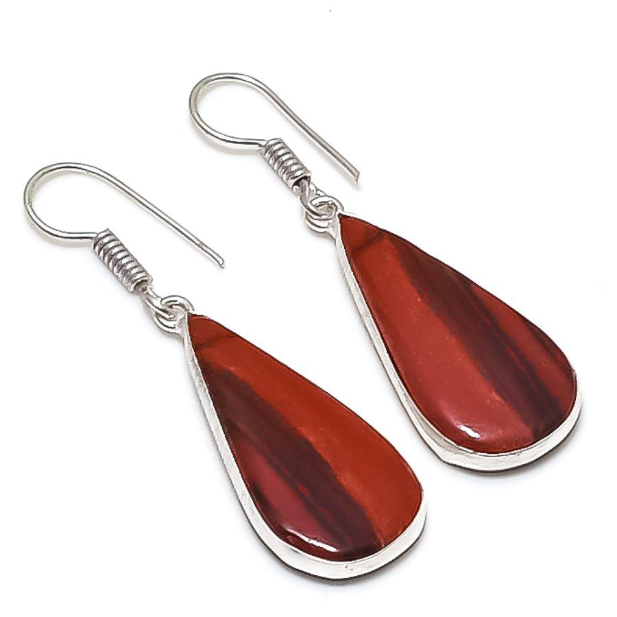 

Natural Red Snakeskin Gemstone 925 Sterling Silver Jewelry Earring 1.77 d9v05