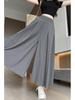Grey High-Waist Yamamoto Culottes with Pockets - Plus Size, Slimming, Loose, Wide-Leg, Nine-Point Women's Casual Clothing