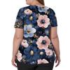 Damenmode V-Ausschnitt Kurzarm Overalls mit Taschen Print Tops Kleidung
