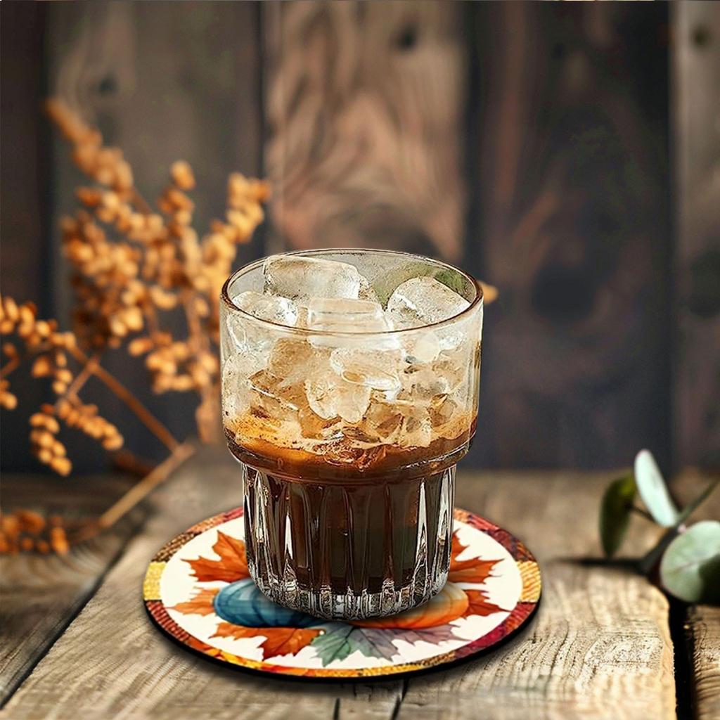 Thanksgiving Wooden Cup Mat Flower Home Decoration Tableware Insulation Tea Cup Mat Cup Mat Set