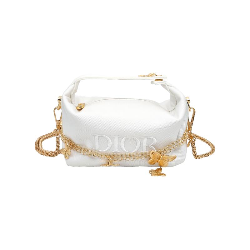 

DIOR Bag [Customized Cosmetic Bag] Impressionism White Butterfly Gilt Exquisite and Compact Elegant and Noble Handbag Shoulder Crossbody Polyester золотой