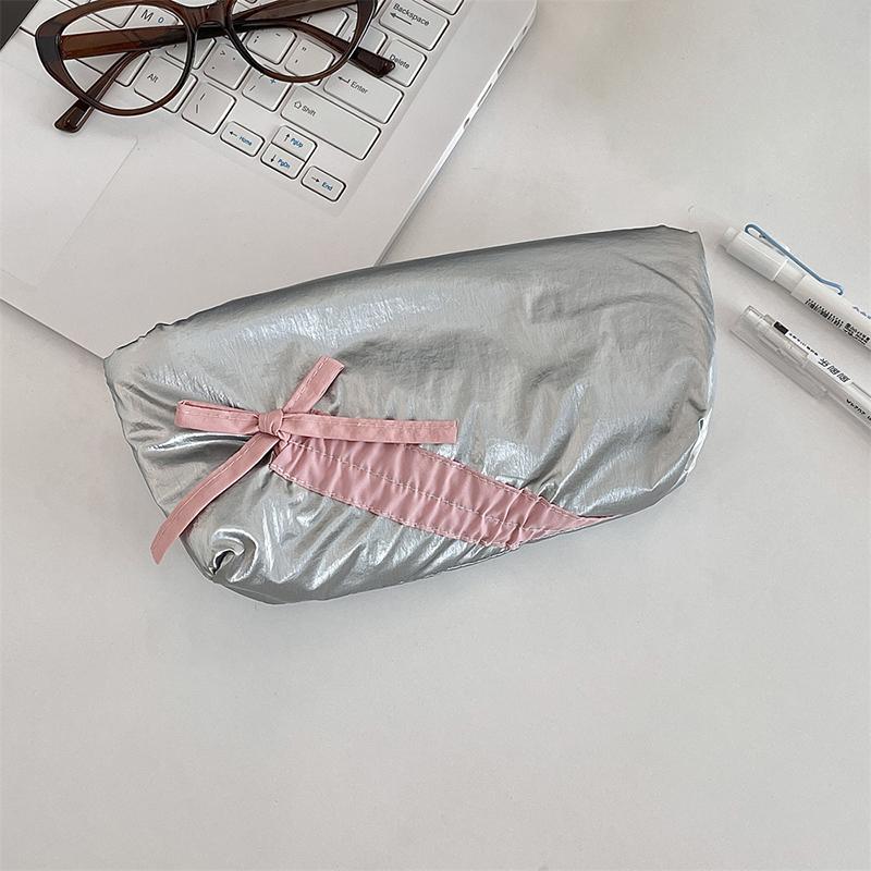 

Ballet Bowknot Pencil Case Cute Multi Functional Large Capacity Stationery Storage Bag Student Pen Bag Makeup Bag серебряный