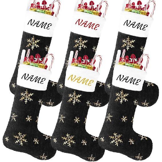 2PCS Plush Christmas Stockings White Faux Fur Large 56cm Deluxe Hanging Xmas Stockings with Silver Sequin Snowflake for Christmas Fireplace
