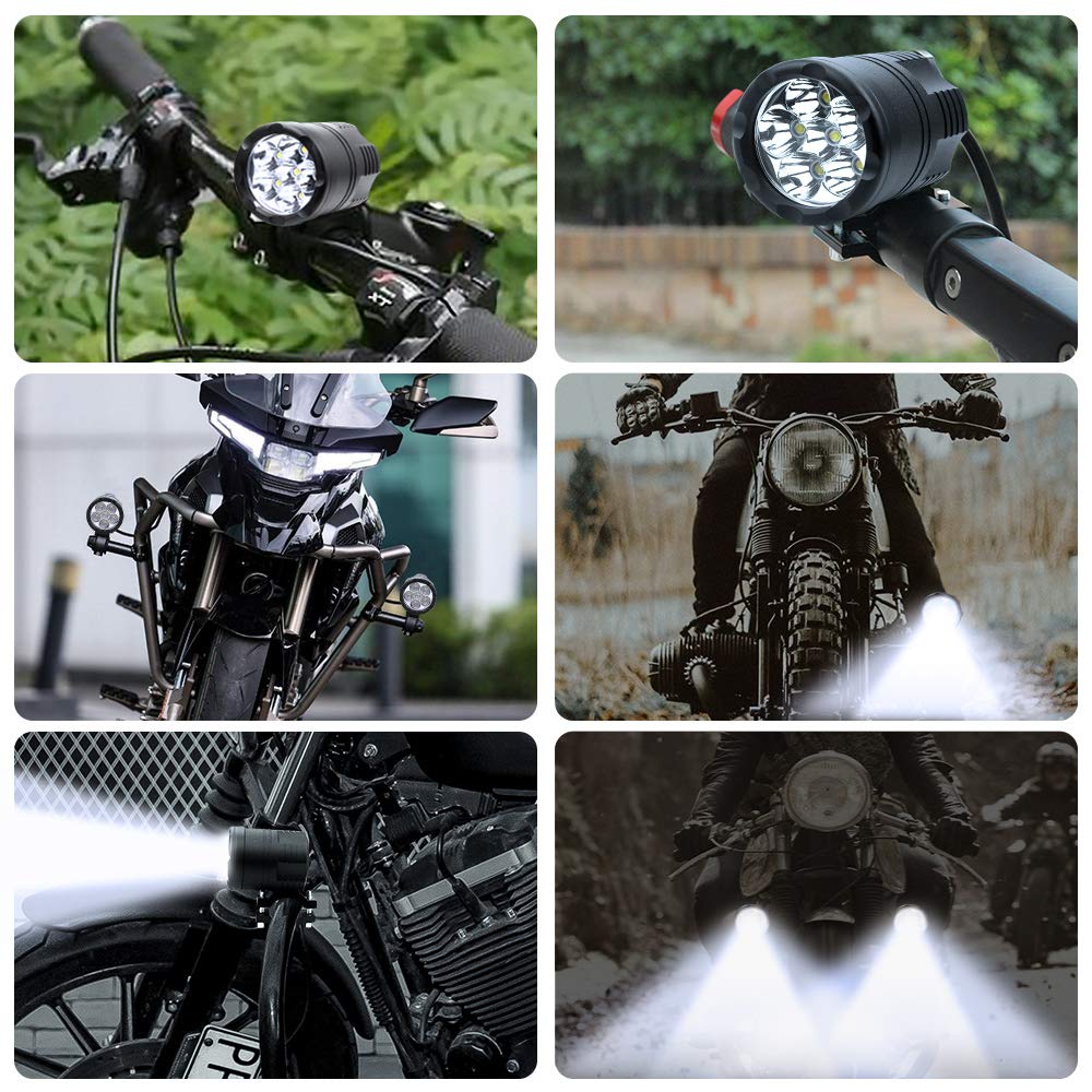 Motorcycle Auxiliary 60W LED Fog Work High Set of 2 Waterproof Switch X-STYLE Headlight, Light, Light, Light, 12V/24V Compatible, 6-LED Spotlight,