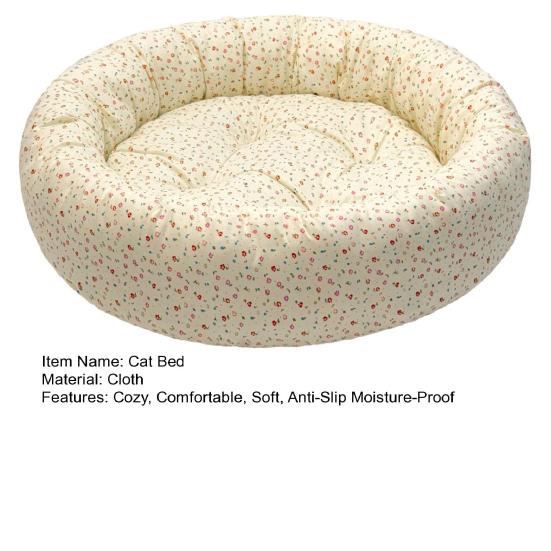 Cat Bed for Indoor Cats Washable Round Dog Bed Cute Floral Pattern Pet Bed with Anti-Slip Bottom for Kitten Puppy Small Dogs