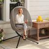 Hanging Egg Chair, Folding Texteline Swing Hammock with Side Pocket, Cushion and Stand for Indoor Outdoor, Patio Garden Furniture, Khaki