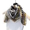 Retro striped imitation silk square scarf shawl versatile scarf high-end neck small square scarf headscarf silk scarf women