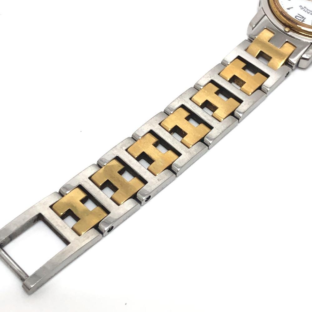 HERMES CL3.240 Clipper Quartz Date Watch Round Face Two-tone Wristwatch