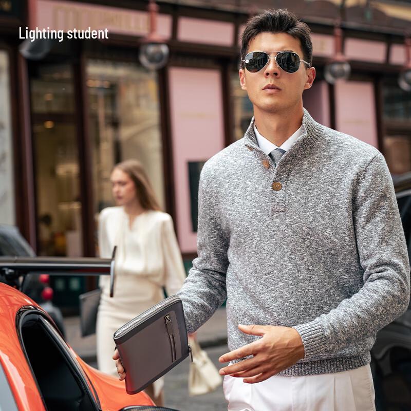 

Men s Retro Blended Yarn Thick Knit Sweater L