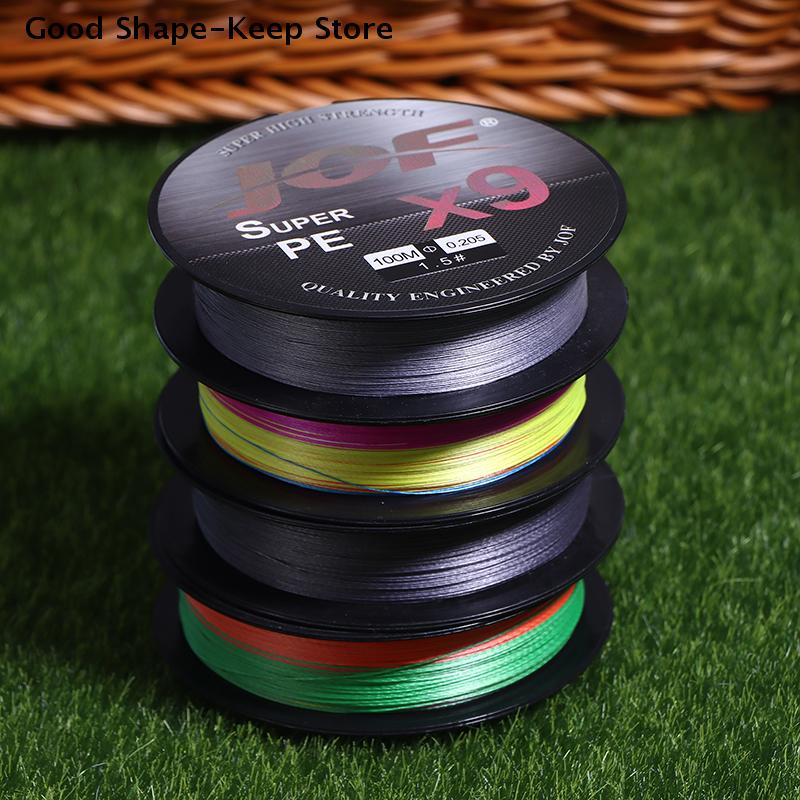 9 Braids PE Braided Fishing Line Wear-Resistant for Freshwater And Saltwater Rainbow & Gray Colors