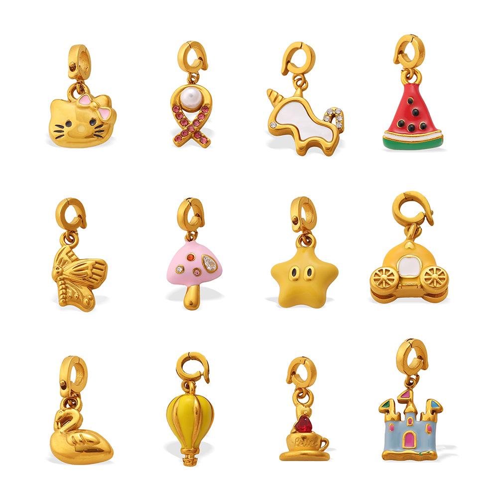 Fashion summer seaside wind DIY castle mushroom multi-element bikini buckle pendant cute enamel accessories