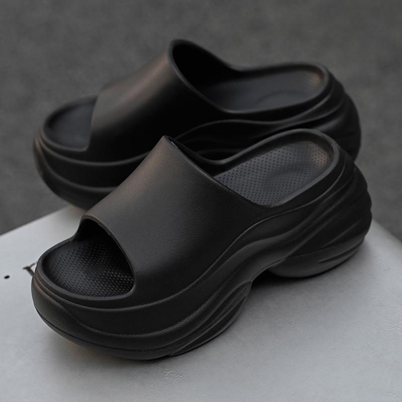 Damen Höhenverstärkende Dicksohlige Outdoor-Slipper - Sommer Strand EVA Pantoletten (8 cm)