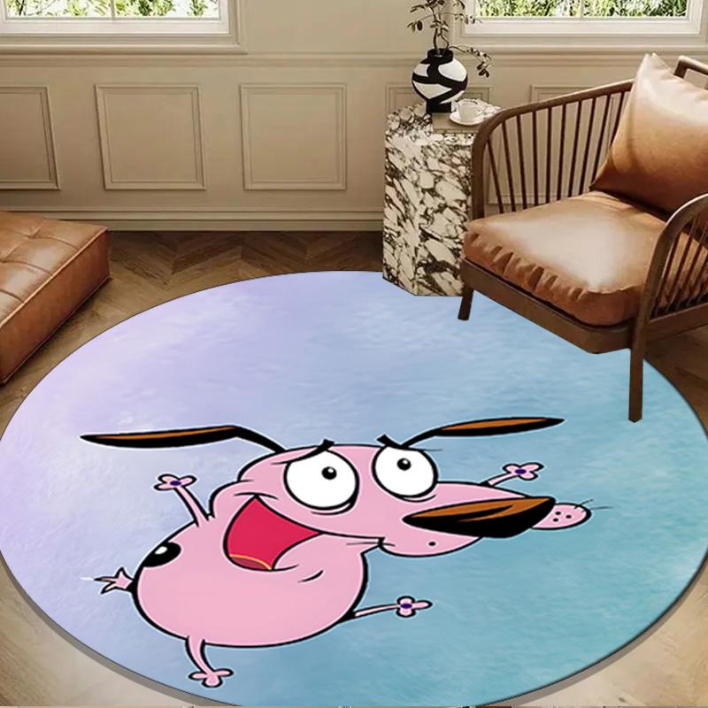 Cowardly Dog Cartoon Round Rug for Livingroom,Bedroom, Palyroom, Chair Rug, Area rug, Circle Carpet, Large Size Fan Christmas gift