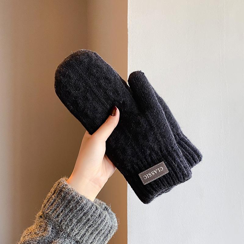 Men’s Plush Wool Mittens: Thick, Windproof & Cold-Proof Winter Gloves for Outdoor Activities