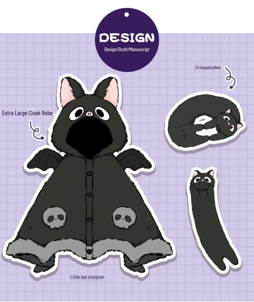 Luna's Little Bat Hooded Coral Fleece Blanket & Sleep Robe