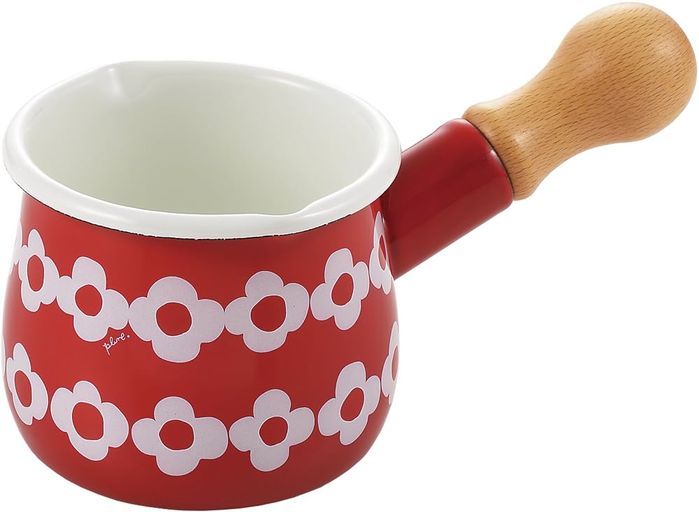 

Toyo Horo Plune Enamel Milk Pan (RD/OHANA) Size: Body: Approx. W19.5 x D10.3 x H8.8 cm, Depth: 8.8 cm / Package: Approx. W19.5 x D11 x H10 cm TYJ-727