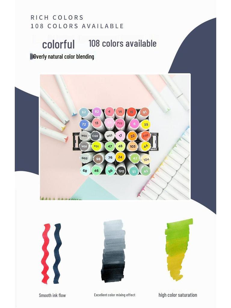 Sta GM1020 Dual-Tip Alcohol-Based Art Marker Set for Students & Professionals