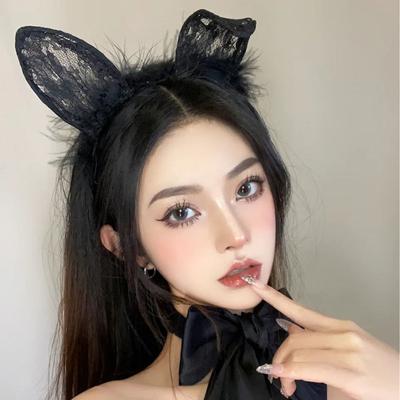 Sexi spodní prádlo čelenka s kočičími uši, roztomilá krajková dámská sexy čelenka s králičími uši pro cosplay dekoraci