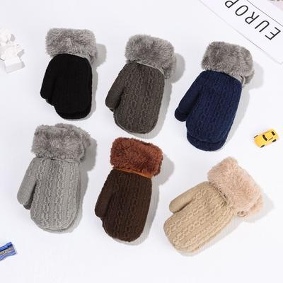 New Hot Hanging Neck Soft Kids Gloves Thick Warm Knitted Mittens Cute Cartoon