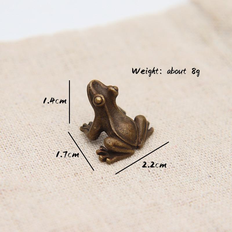 Brass Small Frog Miniatures Figurines Vintage Handmade Copper Animal Toad Desktop Ornaments Home Decoration Crafts Tea Pet Decor