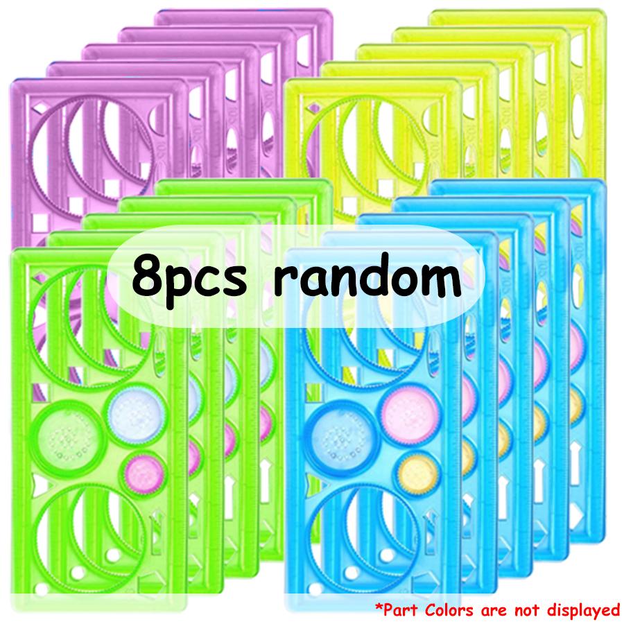 4/8pcs Transparent Spirograph Drawing Rulers (20x11cm) – Rotating Geometric Pattern Templates, Reusable Drafting Tools
