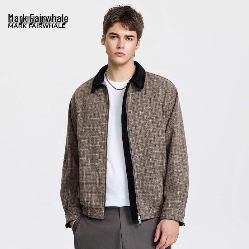 

Mark Fairwhale Men s Retro Plaid Spliced Jacket XL