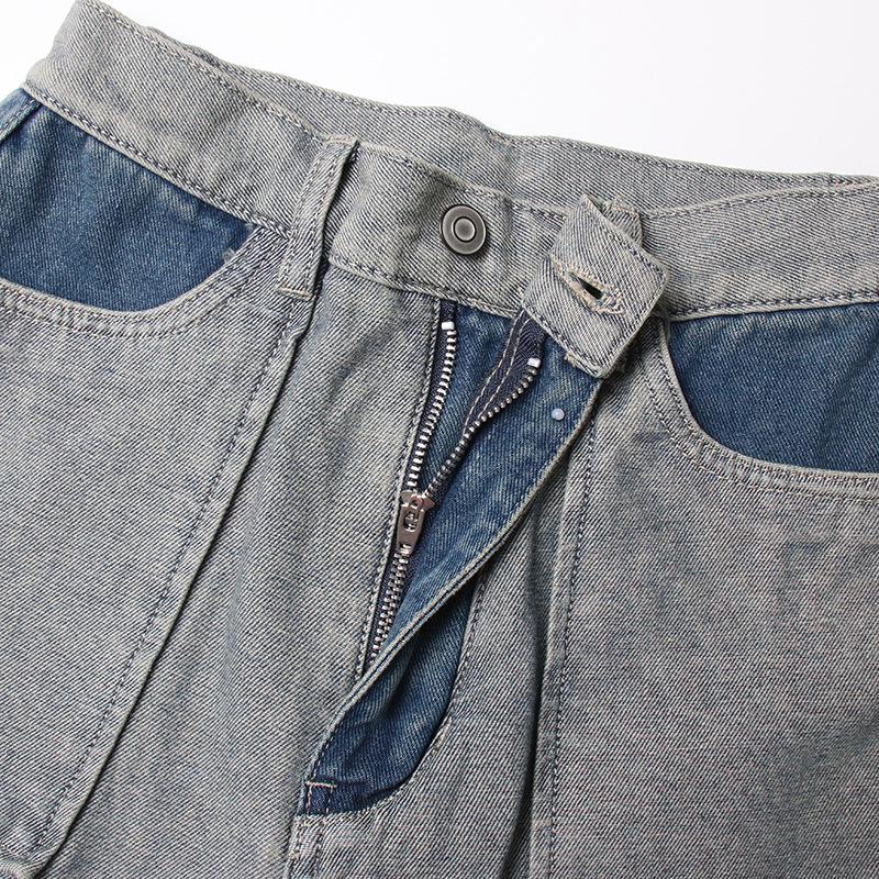Pantalones Vaqueros Ajustados de Cintura Alta con Bloques de Color - Estilo Europeo y Americano - Primavera 2025