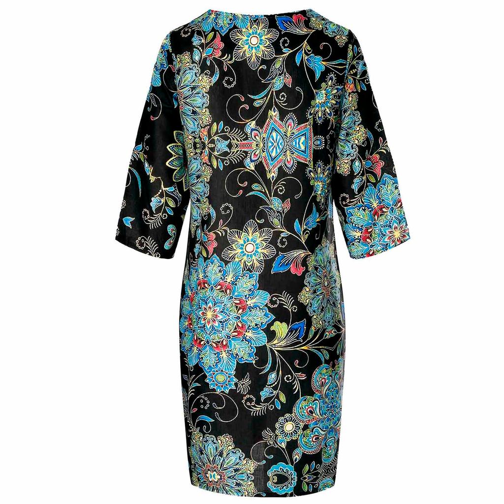 Women Half Sleeve V-Neck Casual Hot Vacation Printed Short   Dress