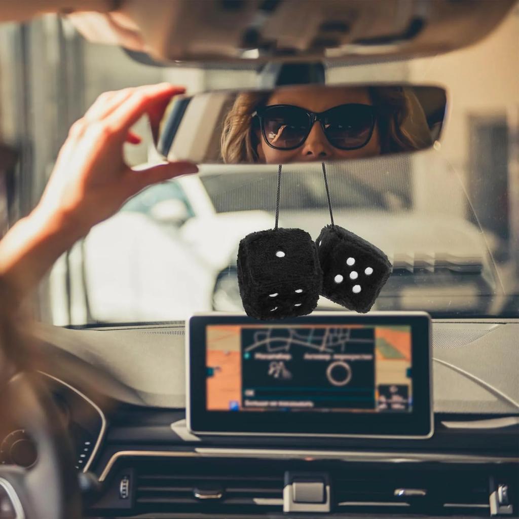 2pcs Plush Dice Toys Velvet Pendants Car Hanger With Suckers Stress Relief Squeeze Cube Fluffy Stuffed Decoration Eid Amagi