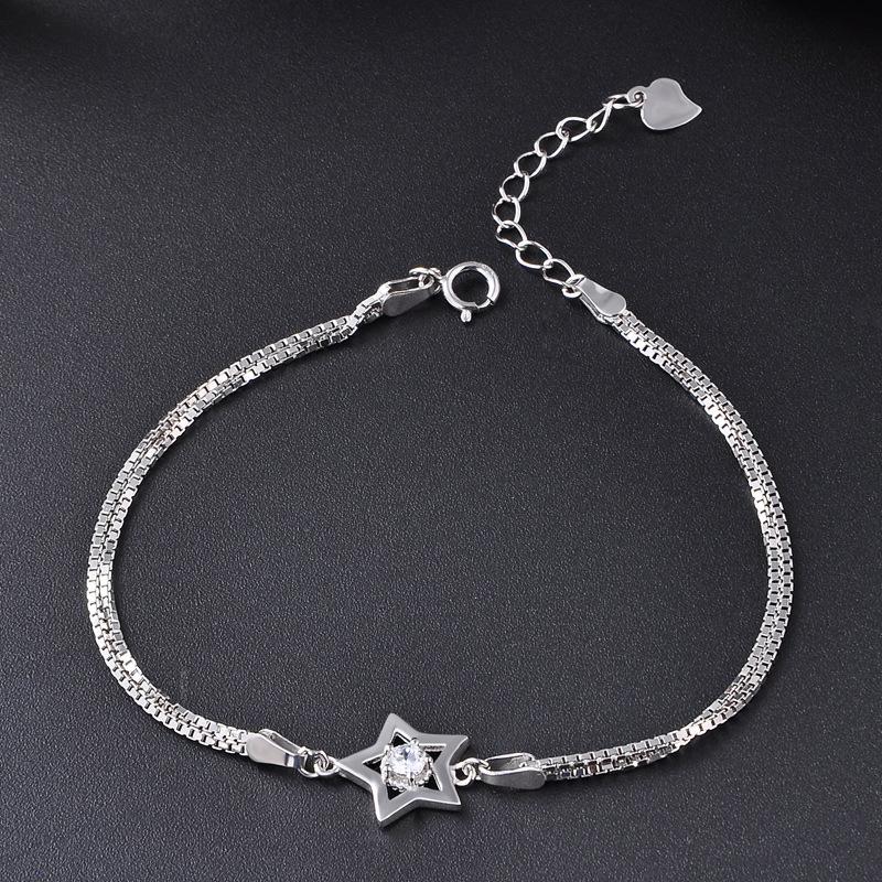 Lindon Dámské šperky Zirkon 925 Sterling Silver Geometrické korálky Řetízkový náramek Módní jemný svatební dárek pro přítelkyni