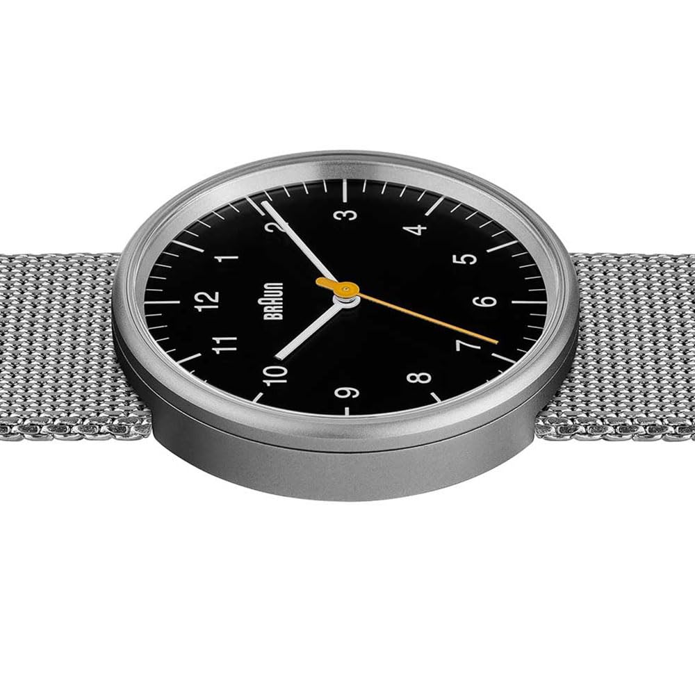 BRAUN and Unisex Watch BN0021BKSLMHG Black Dial with Silver Mesh Strap Men's, Women's,