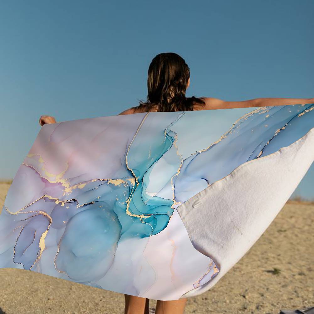Stylish Marble Anime Beach Swimming Towel Soft Absorbent Washcloth Children's Gifts For Kids Travel Camping Gym