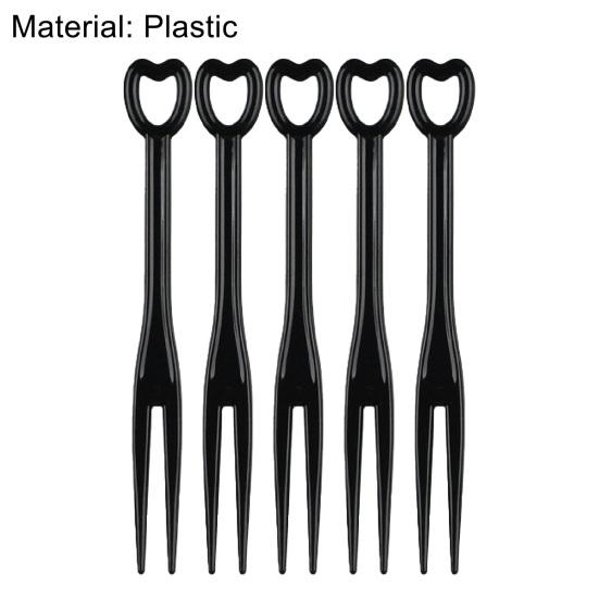 100Pcs/Set Multi-use Disposable Fruit K Plastic Adorable Heart Shape Handle Dessert K Home