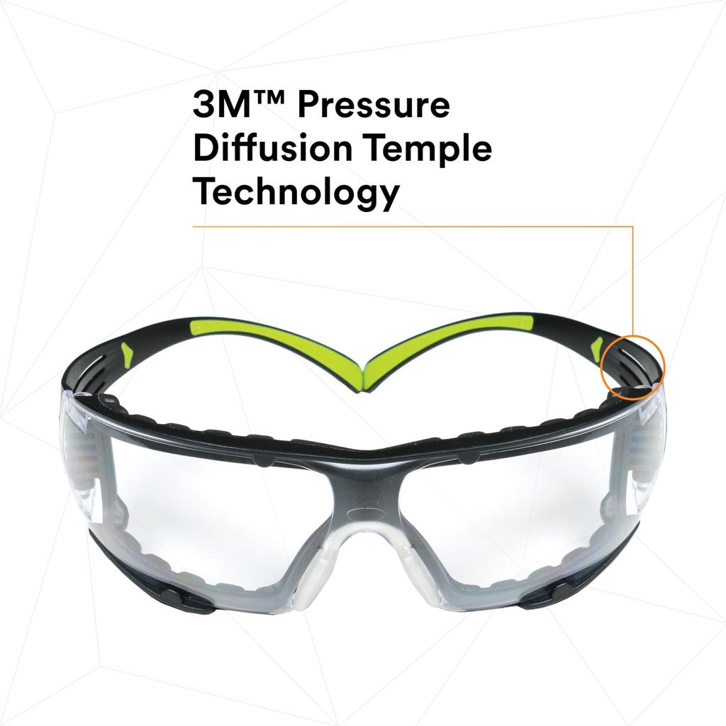 3M SecureFit Safety Clear with Glasses, Lens, Gasket, SF401AF-FM [Used]