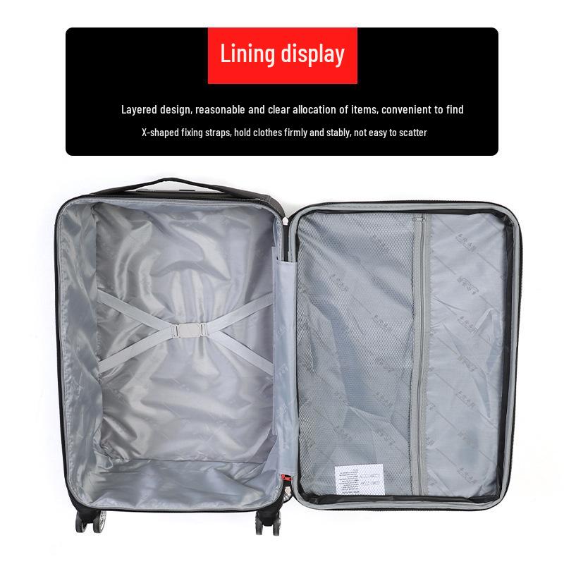 Trendiger großer Trolley-Koffer aus Oxford-Gewebe mit Zahlenschloss - Unisex Canvas und Leder, Koreanischer Stil