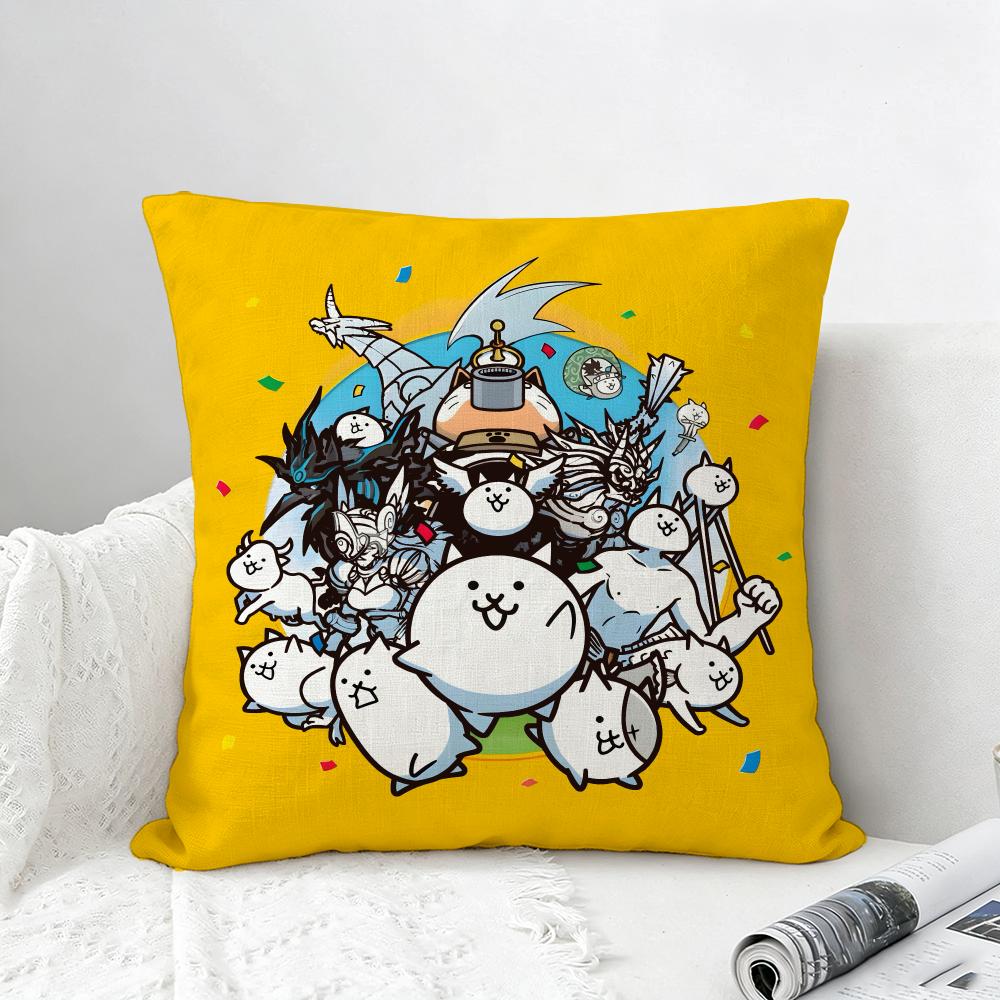 Game The Battle Cats Cushion Cover Natural Linen Pillowcase Set AllinOne Decor for Sofa Bedroom Chair