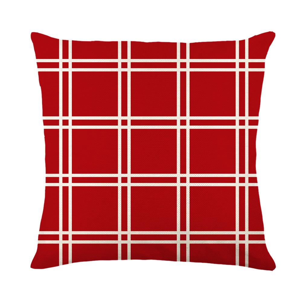 Christmas Plaid Pillow Cover Flower Letter Print Home Sofa Cushion Cover Bedroom Cushion Cover