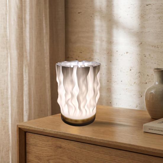 Yousheng 3D Printed Pleated Night Light Decorative Bedside Lamp with Unique Accordion Design USB Powered Table Lamp for Living Room Home Decor