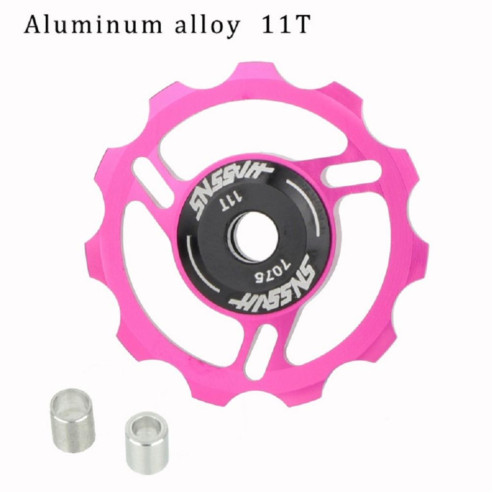 Rear Derailleur*1 Mountain Bike MTB Aluminium Derailleur Wheel Pulley 11T 11T metal pink