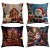 New Christmas Printed Cushion Cover Christmas Elk Home Sofa Decoration Cushion Cover Bedside Cushion